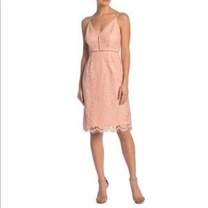 ASTR the label pink lace sheath v neck dress